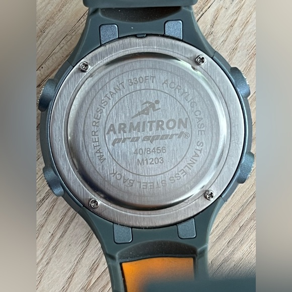 Armitron Sport Men’s Watch Digital Chronograph Orange and Gray Strap - Picture 9 of 13